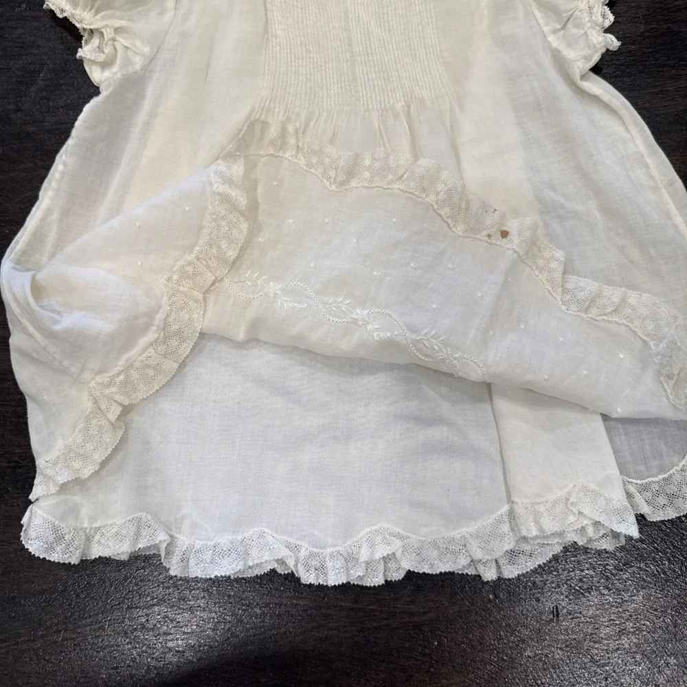 Vintage Feltman Bros 0-3 Month off white lined dress with‎ vintage bonnet